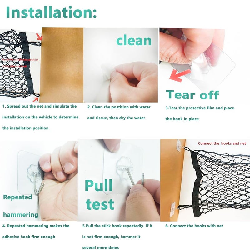 Leezhen Trunk Organizer Cargo Net Elastic Mesh Bed Net with Hooks Compatible with Toyota Tundra 2000 to 2022 2023 2024 2025 - Image 4